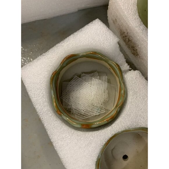 Cute Set of Olive Mini Planters / Flower Pots - Simple Scalloped Edge - Set of 6 - Picture 8 of 8